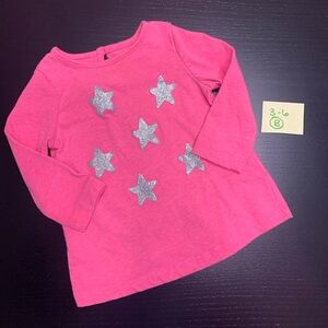 ⭐️5/$10.00⭐️ Joe Fresh 3-6m Pink Long Sleeve Shirt with Silver Stars